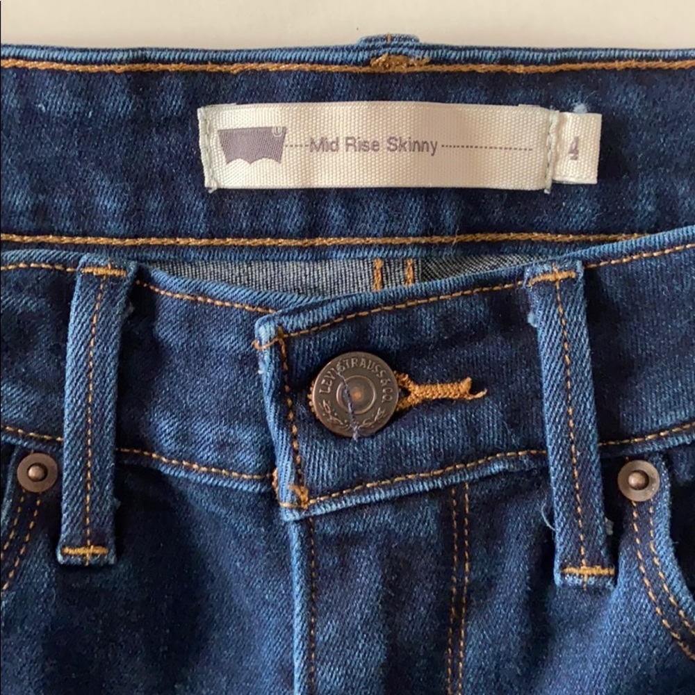 Levi’s Jeans Mid Rise Skinny Dark Blue Denim Jeans stretch sz 4 W27 L30 - Picture 7 of 16